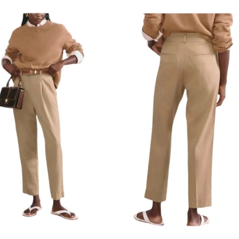 NWT Everlane The TENCEL Buttersmooth Way-High Taper Pant Ash Brown Tan 2